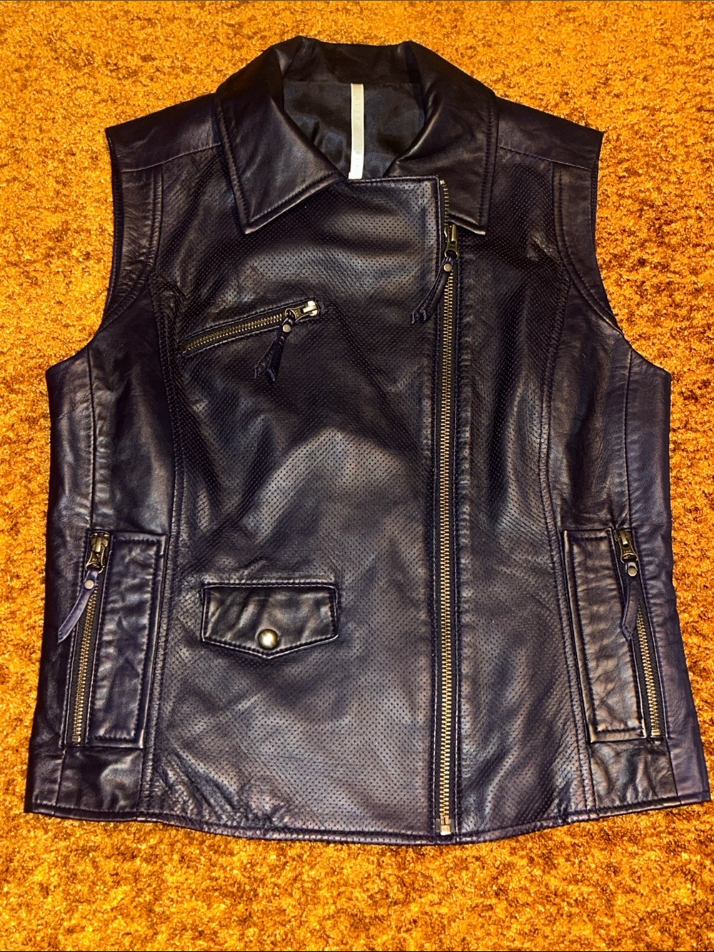 Truth and Pride Perforated Leather Moto Vest